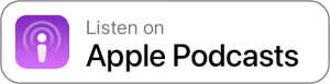 Button icon for listening to "Science Connections" on Apple Podcasts, featuring a purple background with a white podcast symbol.