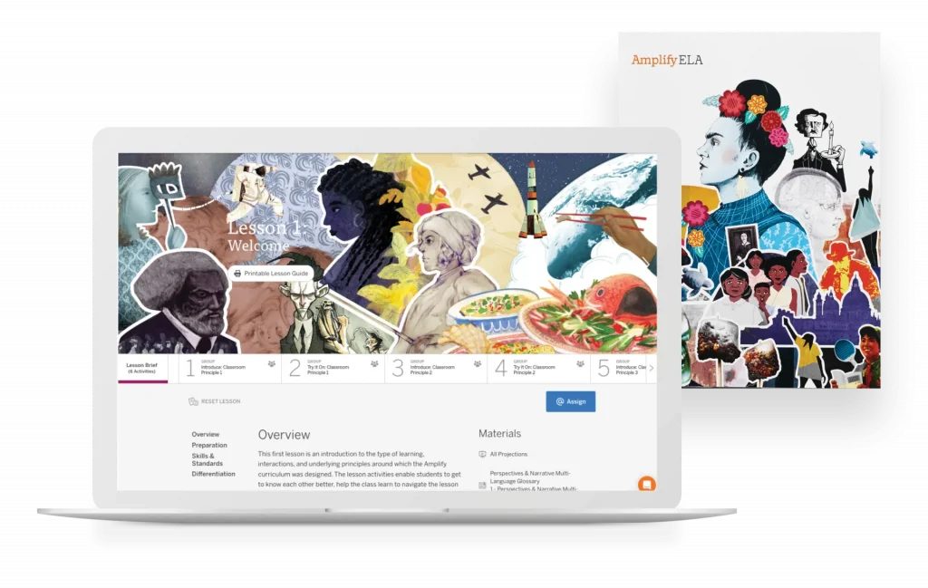 image of Amplify ELA English language arts curriculum digital and print materials