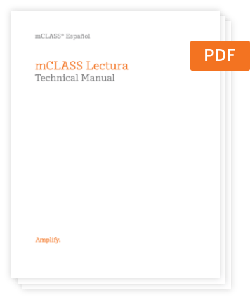 Stack of documents displaying the cover of the "mCLASS Lectura Technical Manual" in Spanish, labeled as a PDF—a gold standard assessment resource.