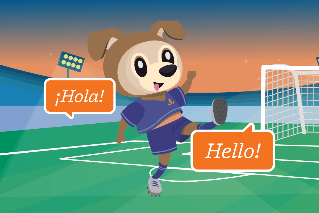 Boost Lectura dog kicking soccer ball