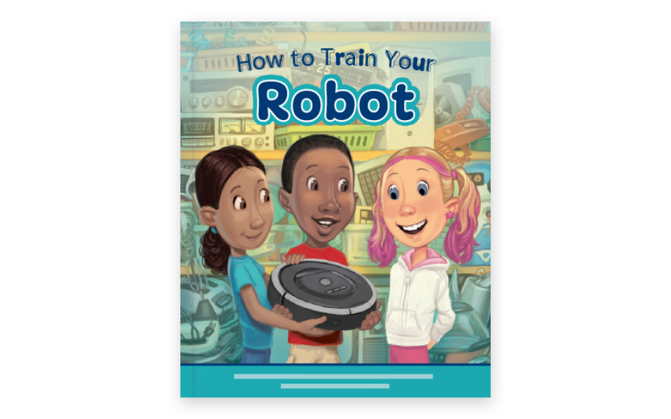 Three children of backgrounds smiling and holding a robot, with the title "best science podcasts" above them in a colorful, cartoon style illustration.