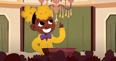 Girl gives a presentation.