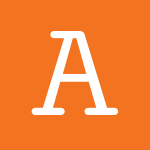 White letter "a" with a modern design on an orange background.