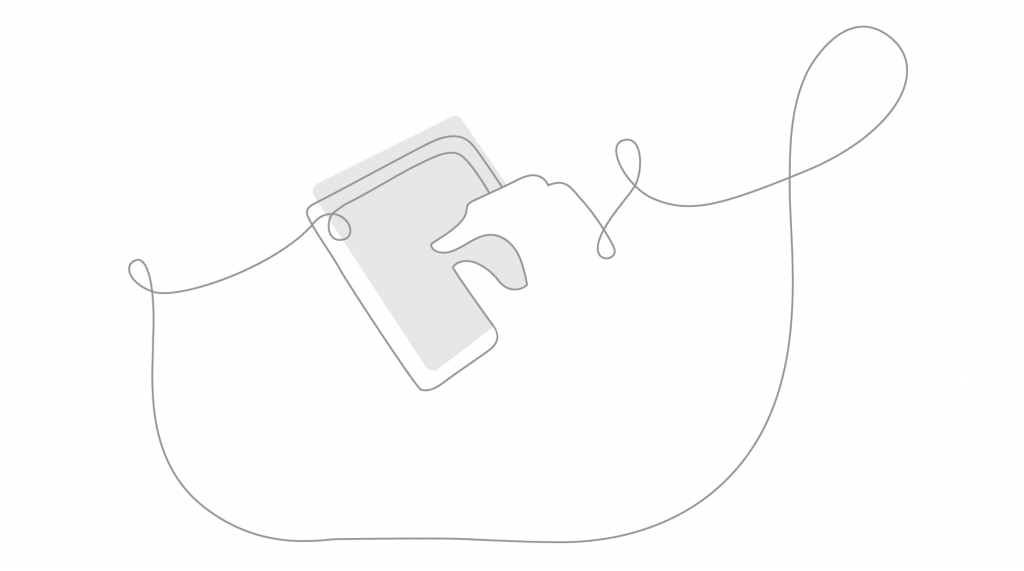 A line drawing of a spilled liquid with a smartphone partially submerged in it.