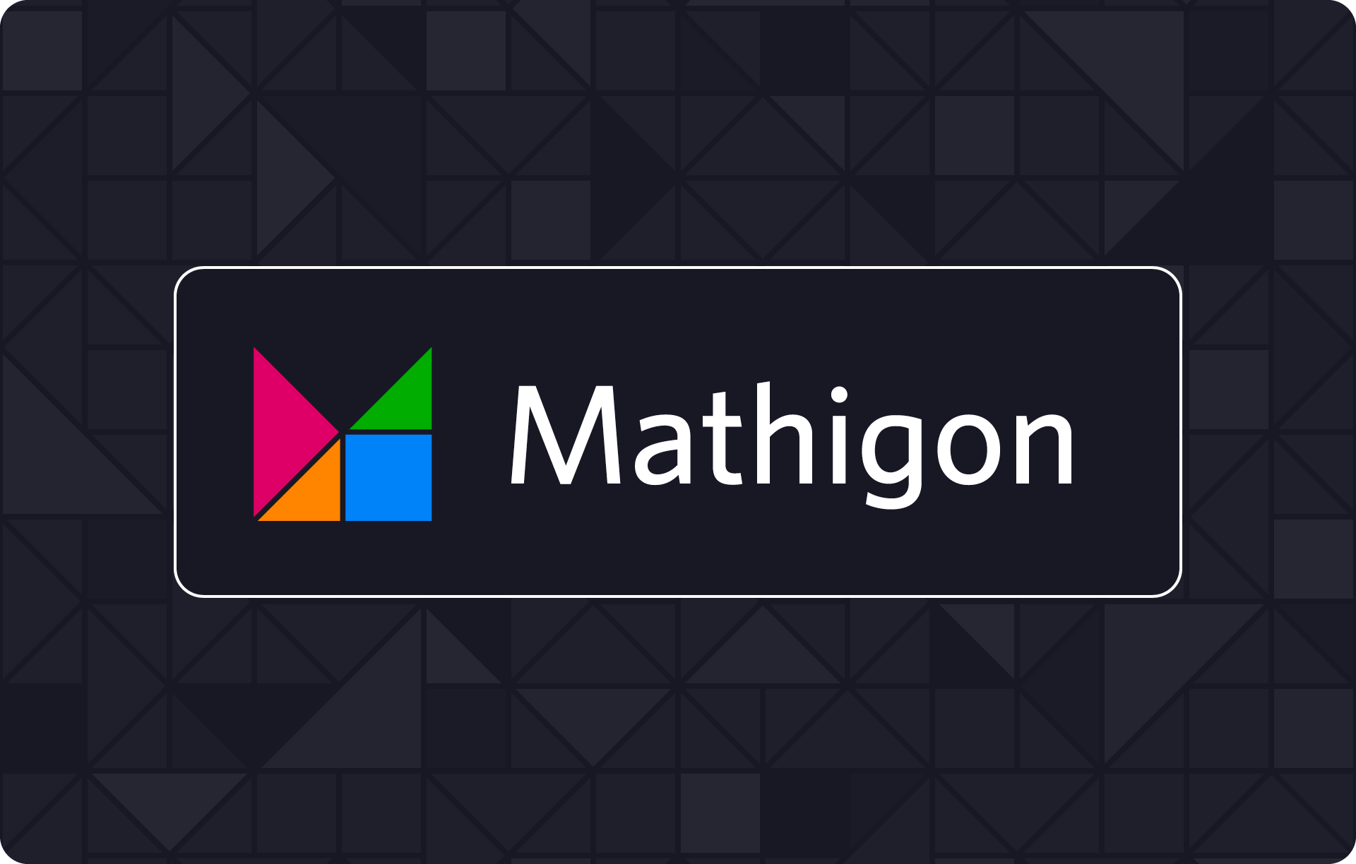 Mathigon logo featuring colorful geometric shapes on a dark background.