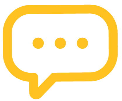 Yellow speech bubble with three dots inside, indicating a message or conversation in progress.