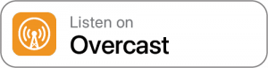 Rectangular button with the Overcast app logo and text, "Listen on Overcast," indicating science of reading training content is available to stream via the Overcast platform.
