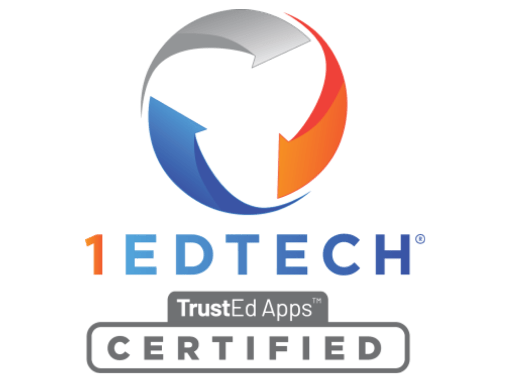 1EdTech TrustEd Apps Certified logo featuring a circular arrow graphic above the certification text.