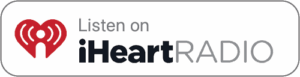 Listen on iHeartRadio logo with a heart-shaped icon and text.
