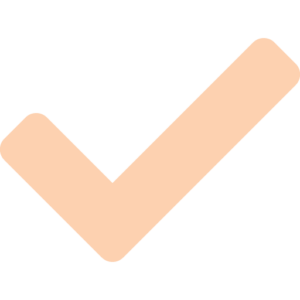 A large, light peach-colored checkmark on a transparent background.