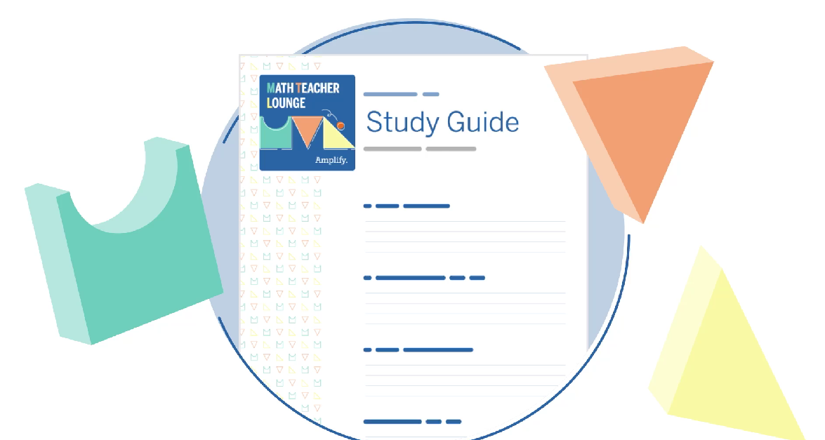 A document titled "Study Guide" with the Math Teacher Lounge logo, surrounded by geometric shapes in green, orange, and yellow—perfect for math teacher resources.