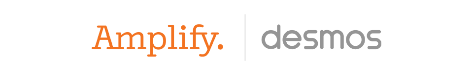 Logo with the word "Amplify" in orange font and "desmos" in gray font, separated by a vertical line on a light background, perfect for teacher awards or to nominate a teacher for an award in early literacy.