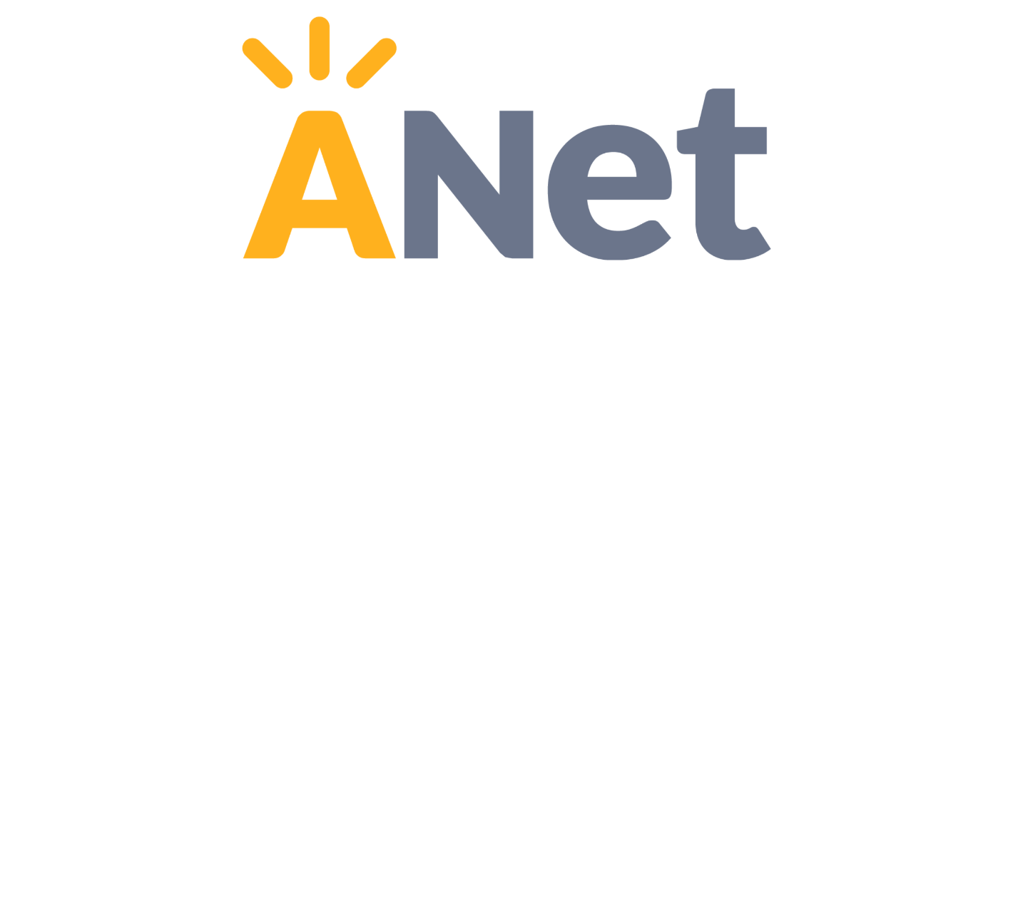 ANet logo with a large yellow "A" emitting rays, followed by the word "Net" in gray text on a white background—symbolizing student support services that enhance the learning experience.